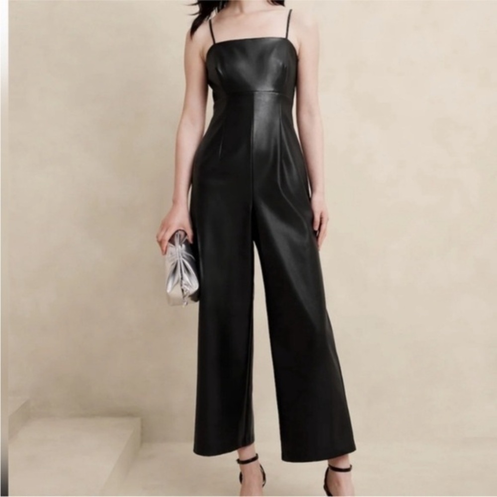 Banana Republic faux Leather Jumpsuit Black 10